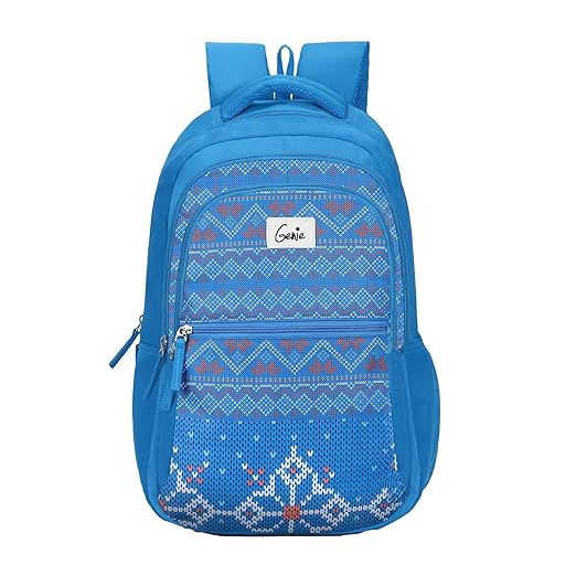 Genie Tess School Bag for Girls. Blue backpack for women. More Volume, 3 zips, Stylish & Trendy College Bags for Girls, Water Resistant, Lightweight Bags for Office, Travelling. 36 litres. 19