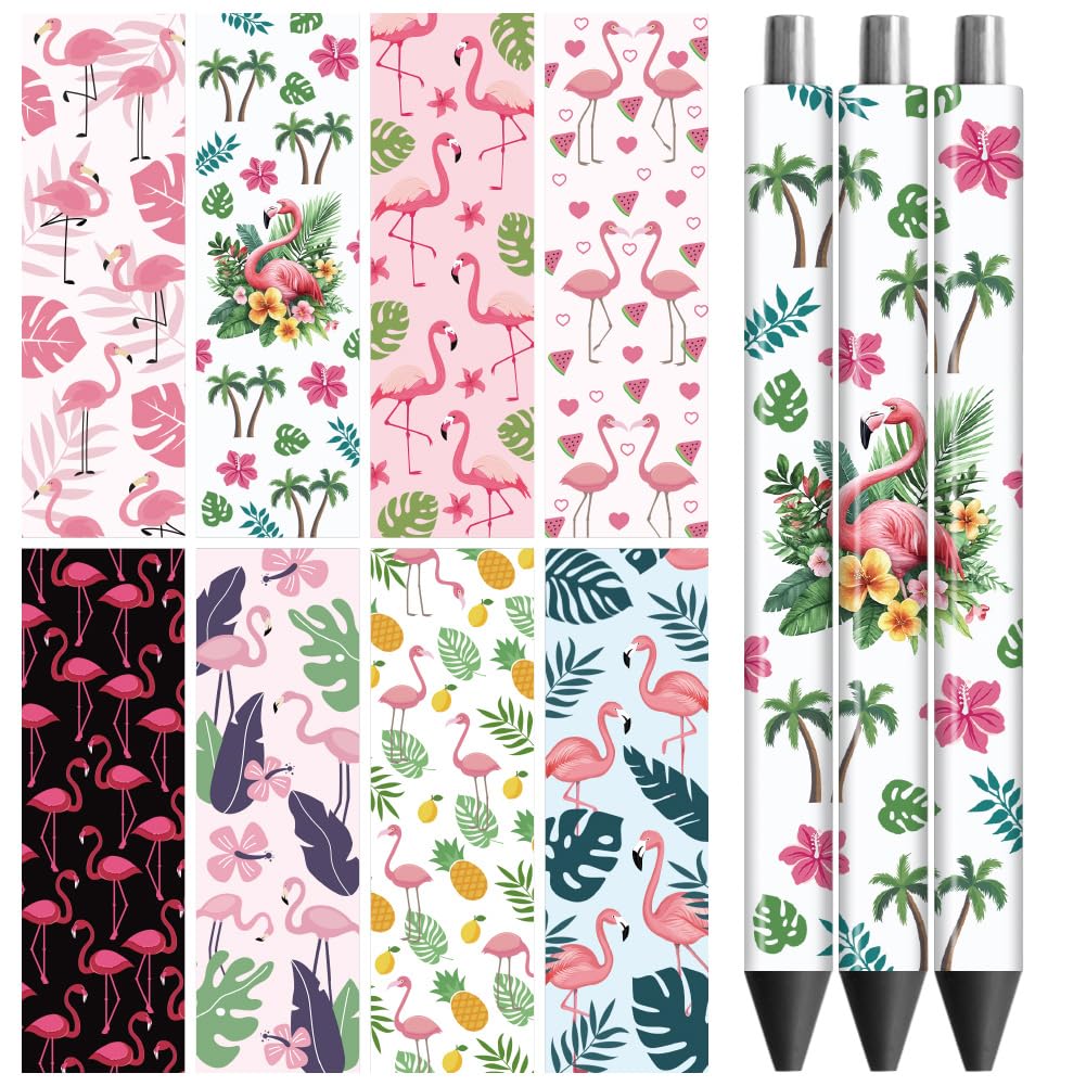 Peacoblue Flamingo and Plant HD Print UV DTF Pen Wraps, 48PCS Waterproof