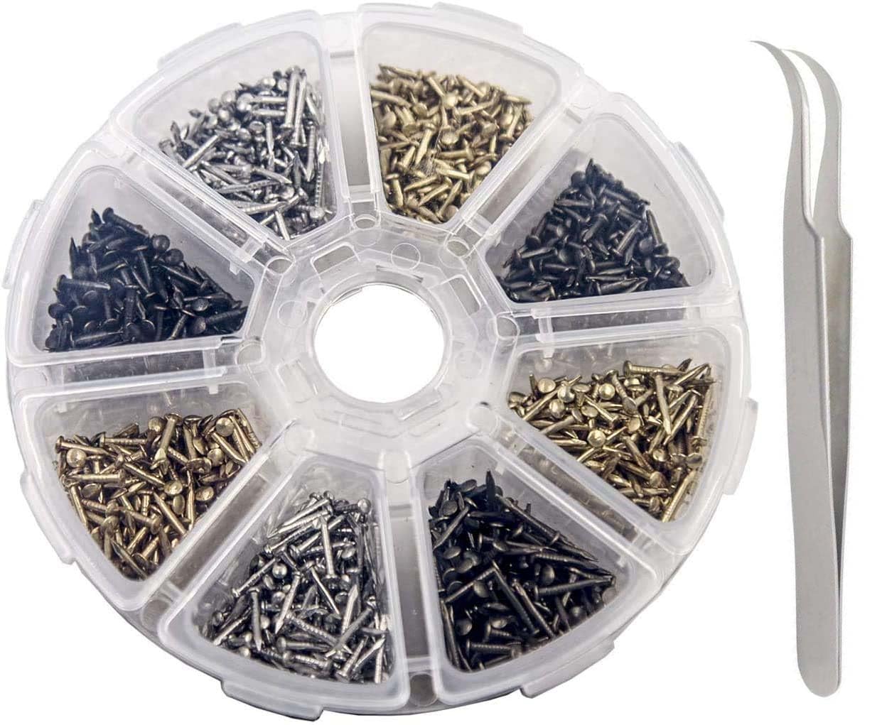Wooden Tiny Nails 2/5inch 1/3inch 1/4inch for DIY Decorative Pictures Wooden Boxes Household Accessories 1600pcs Gold Silver Bronze Hardware Nails+
