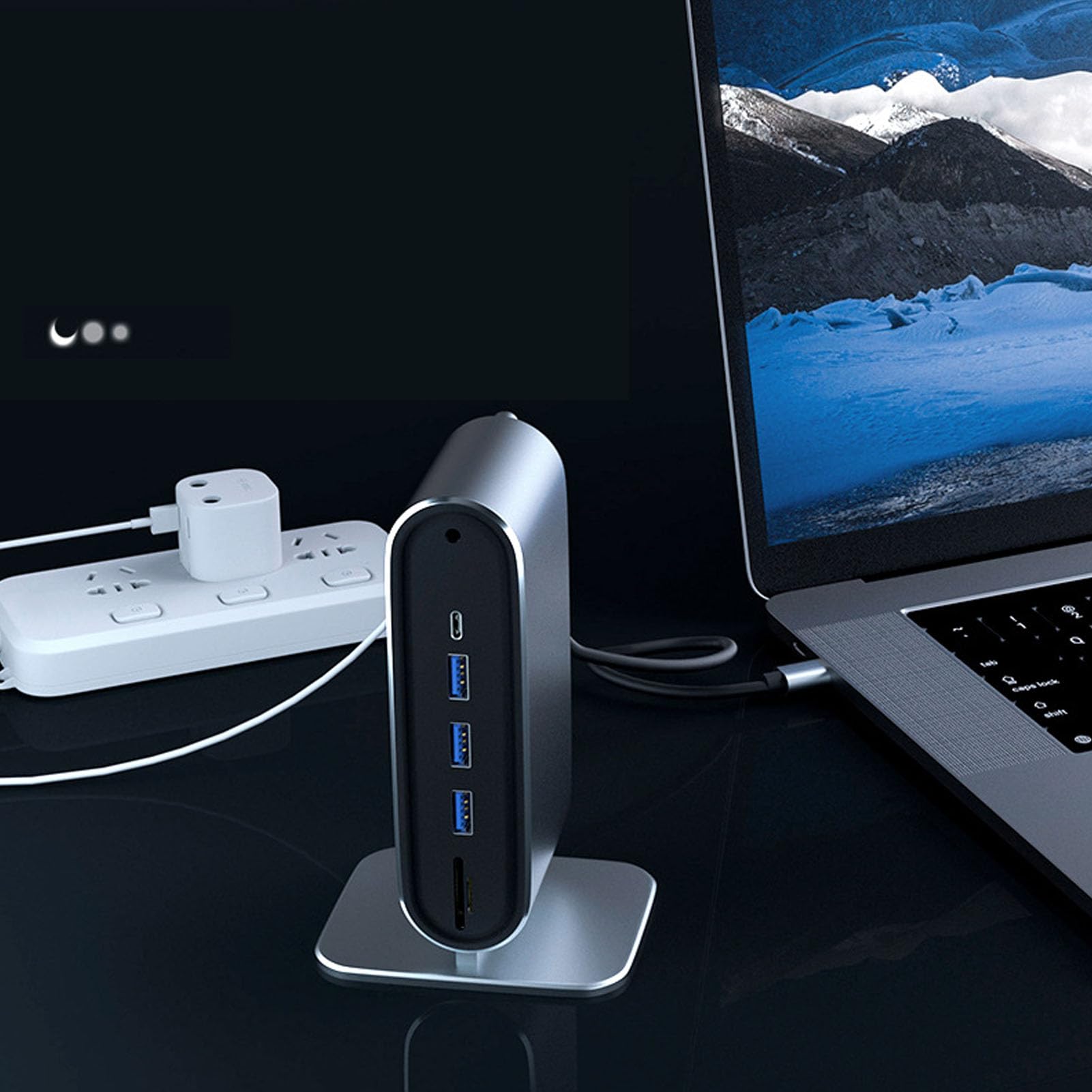 Cryfokt Stacja Dokująca do Laptopa USB C Hub 4K HD Szybkie ładowanie USB 3.0 12 w 1 dla MacBookPro Stop Aluminium