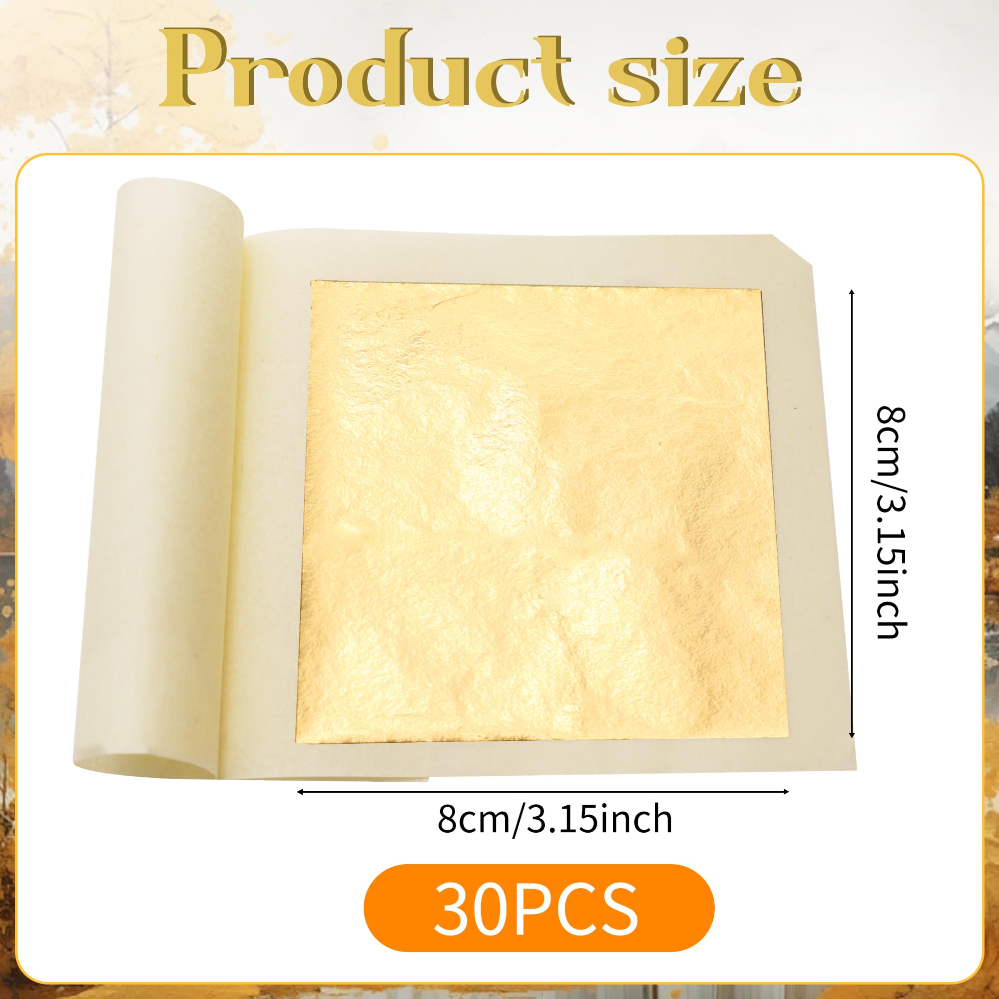 30 Sheets of Gold Leaf Sheets, Simulated Gold Foil Paper for Nail Art Art Creations, Photo Frame Decoration - Image 2