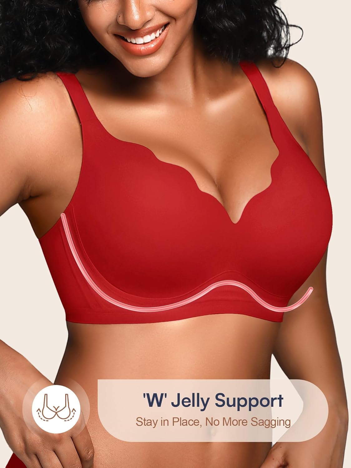 Wireless Jelly Bras for Women No Underwire with Support - S-2XL Seamless Bralettes Everyday Comfort Tshirt Padded Bra - Image 2