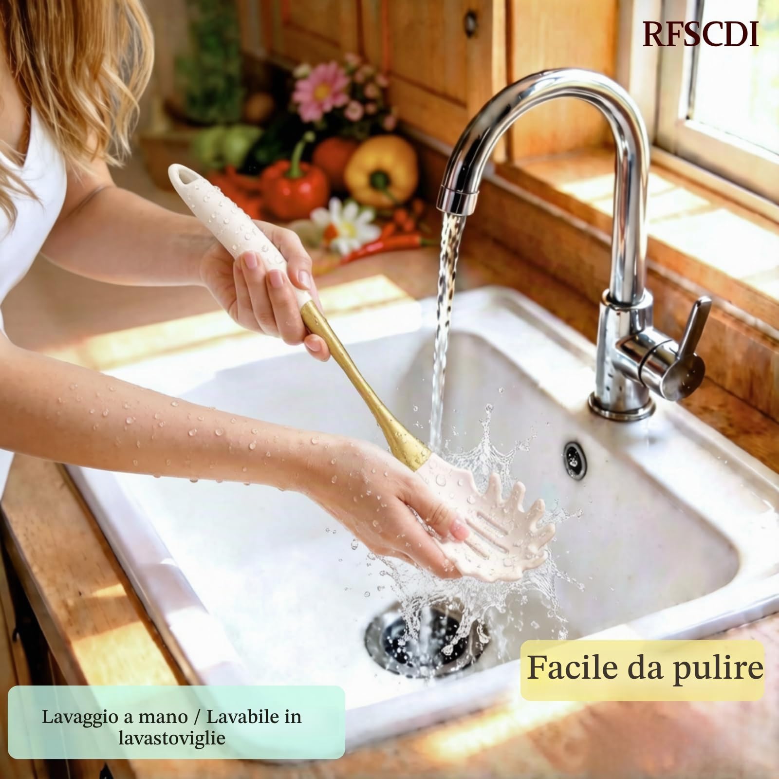 Elegante set di utensili da cucina in silicone oro bianco – non tossico, lavabile in lavastoviglie set di utensili da cucina con manici resistenti al calore – include spatola e cucchiaio per pentole