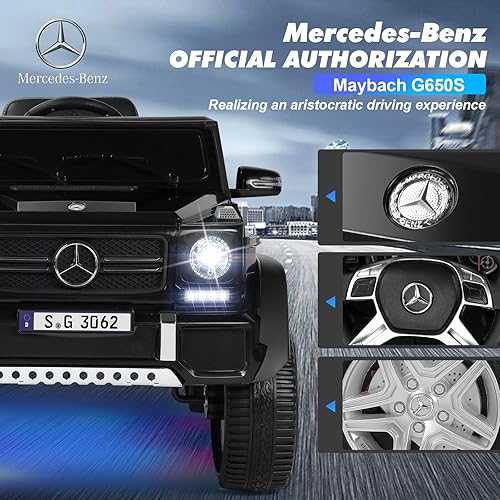 Miniatura 2 de JOYLDIAS - Auto Mercedes-Benz G650S con licencia para niños, camión de paseo para niños 12V7AH con control remoto de 2.4 GHz, 3 velocidades, música,