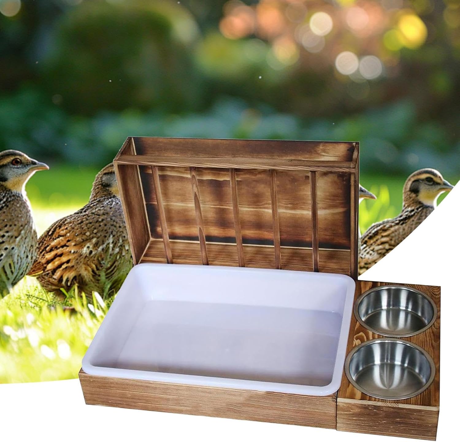 木製干草フィーダー - 餌皿付き干し草ホルダーラック給餌システム,無駄