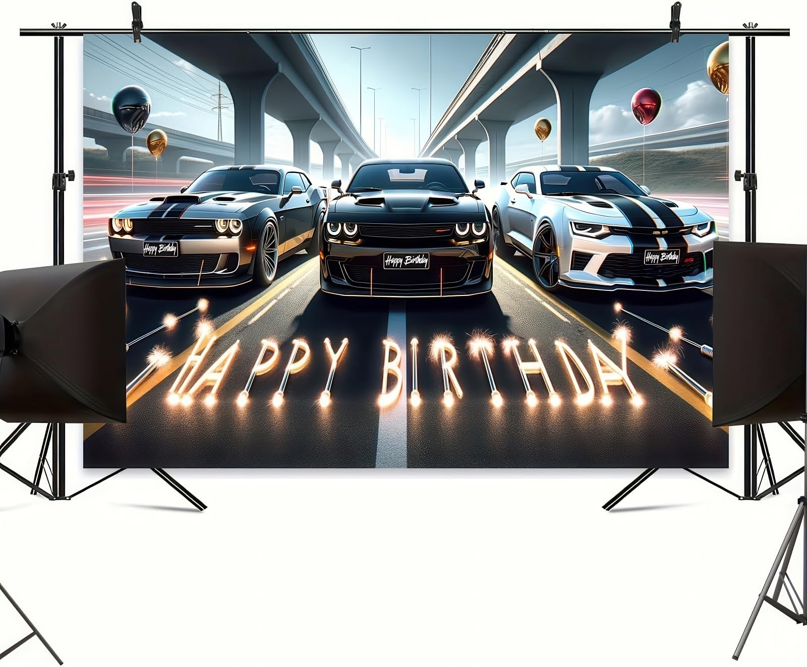 Amazon.com: Racing Cars Happy Birthday Decorations Backdrop Banner ...