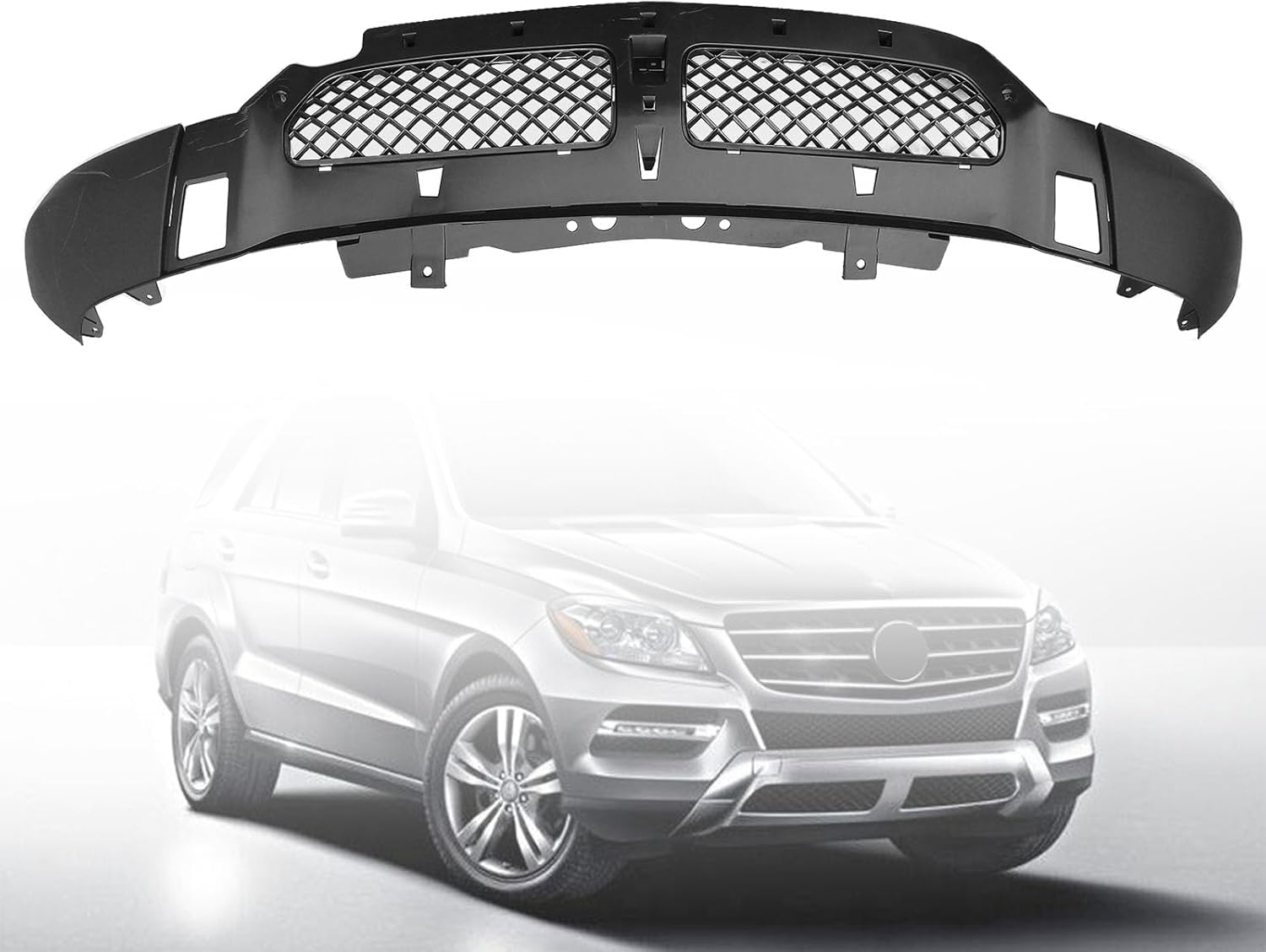 MGWILL Front Bumper Lower Valance Compatible with 2012 2013 2014 2015 Mercedes Benz ML350 ML250 Air Dam Deflector 1668857025, MB1095109 Black