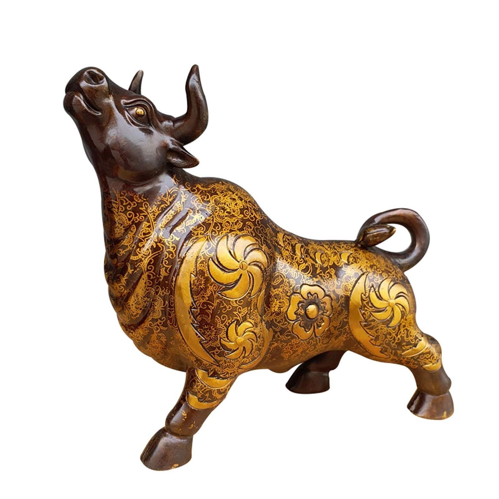 IUokLU Bronze Bull Figurine Home Decor, Animal Sculptures Home Decor,Feng Shui Furnishing Animal Ornament/Metaphorical Bull Market Figurine Figurine Statue