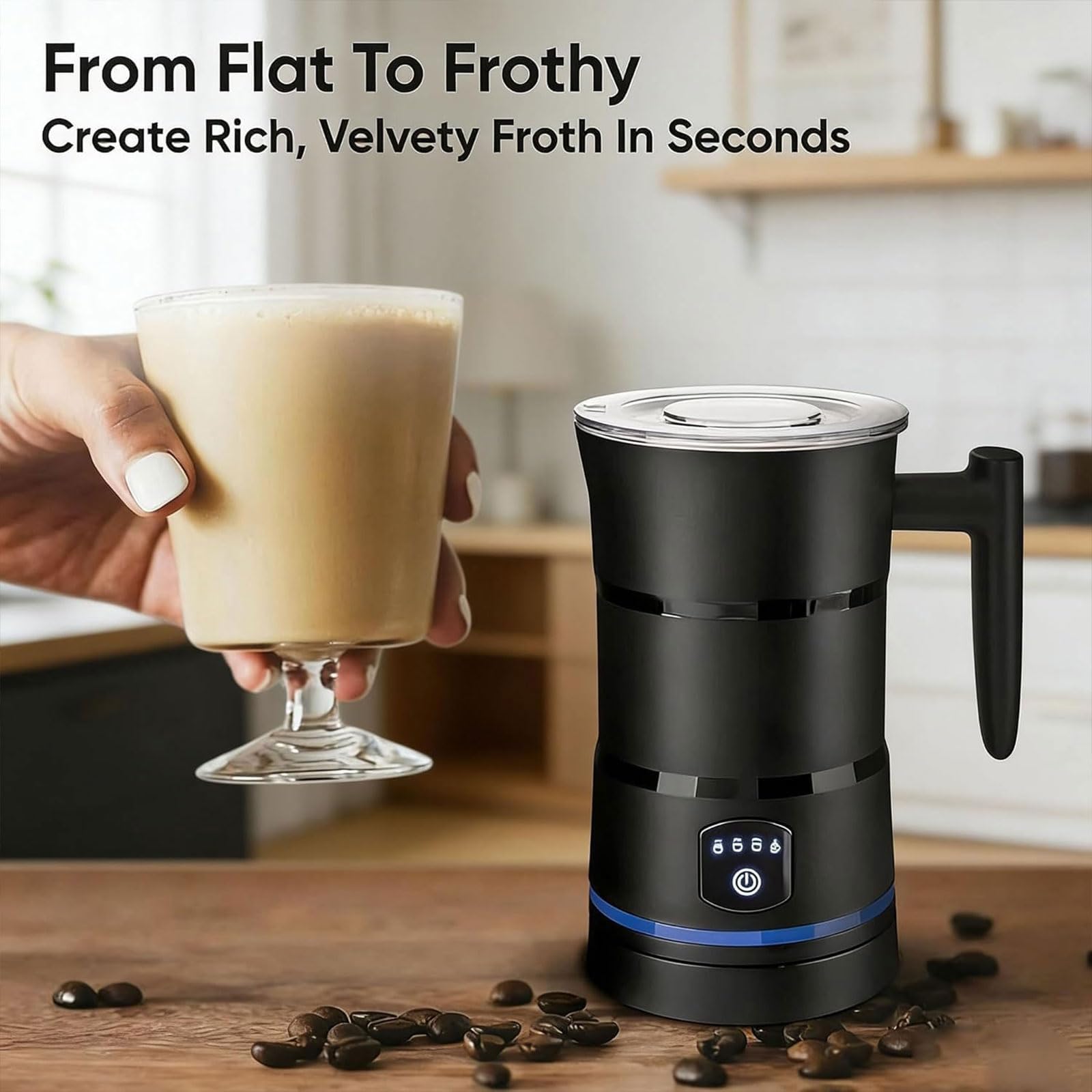 Profesjonalny Automatyczny Spieniacz Do Mleka, Elektryczny Spieniacz Do Mleka 600 Ml, Na Gorąco I Na Zimno, Ze Stali Nierdzewnej, Do Latte, Cappuccino I Gorącej Czekolady