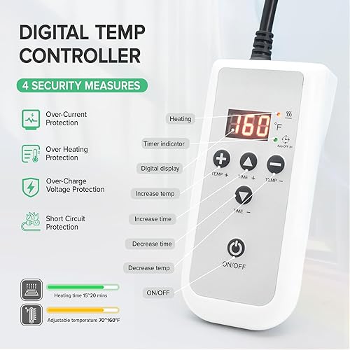 Miniatura 5 de Juego de calentador portátil de piedras calientes para spa, salón de belleza, kit de calentador eléctrico digital con 16 piedras de basalto