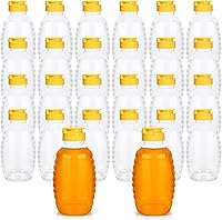 24 Pack 16oz Squeeze Honey Bottles with Leakproof Flip-Top Caps - Refillable Plastic Jars for Honey, Mustard & More