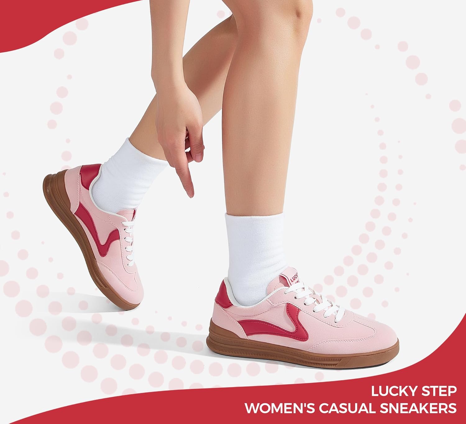 LUCKY STEP Women's Retro Fashion Sneakers Classic Cute Casual Trainers Trendy Footwear Lace up Tennis Walking Skate Shoes - Image 9