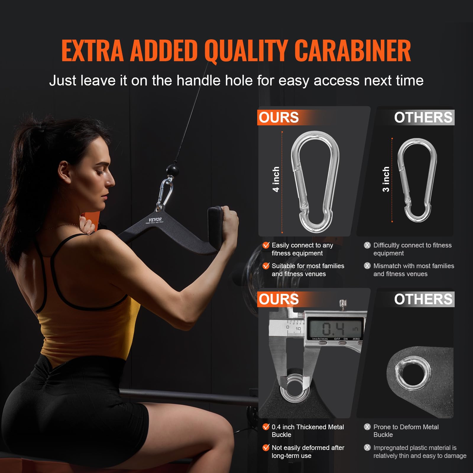 VEVOR Barre de Tirage Musculation en Forme de V, Accessoires pour Machine à Poulie en Acier Massif et Caoutchouc, Poignée de Tirage pour Entraînement de Force du Dos et Triceps, pour Gym Domicile