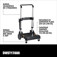 Vista 5 de Carrito DEWALT TSTAK con asa, giratorio 360°, capacidad de hasta 200 libras (DWST17888)