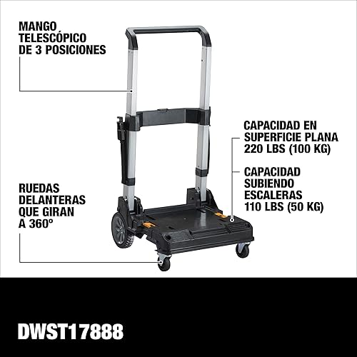 Miniatura 5 de Carrito DEWALT TSTAK con asa, giratorio 360°, capacidad de hasta 200 libras (DWST17888)