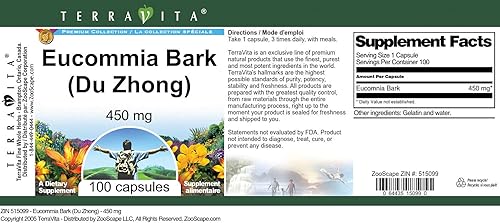 Miniatura 4 de Corteza de Eucommia (Du Zhong) - 450 mg (100 Cápsulas, ZIN 515099)