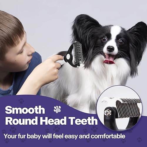 Miniatura 5 de Cepillo de aseo para mascotas peine de rastrillo de doble cara para perros y gatos extra ancho diseño ergonómico ideal para pelo corto a largo de