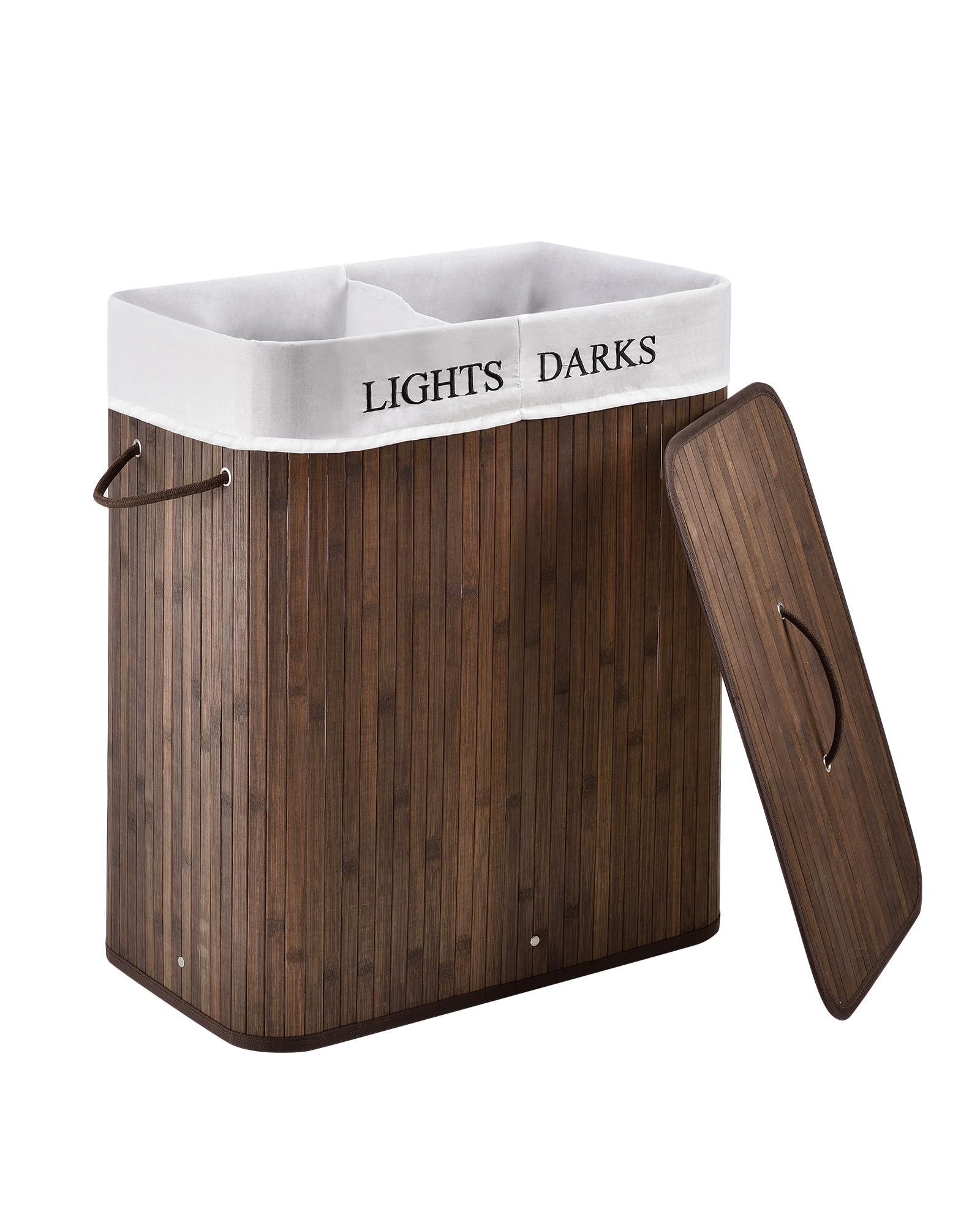 Juskys Bambus Wschekorb Curly Braun 100L - Hygienischer Wschekorb mit  Deckel, Tragegriff & Wschesack - 2 Fcher - Natrliche Bambus Optik :  Amazon.de: Kche, Haushalt & Wohnen
