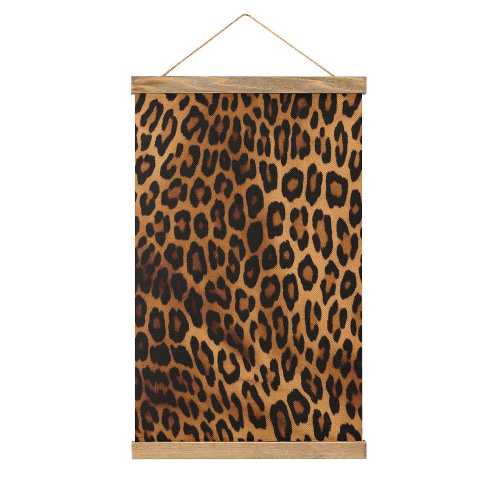 JTREHY Cool Cheetah Leopard Linen Hanging Painting Vintage Poster Wall Art Prints Personality Style Wall Hanging Poster for Living Room Office Bedroom Decor Frame 13.2 X 20.47 Inch
