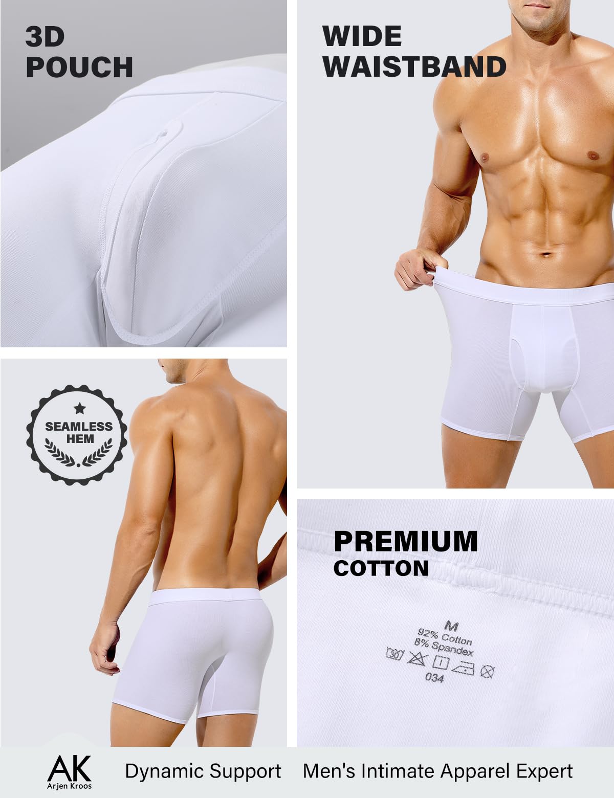 Arjen Kroos Calzoncillos Hombre Boxer - Abertura Funcional en la Entrepierma - Boxers Hombre Pack (Pack de 6)