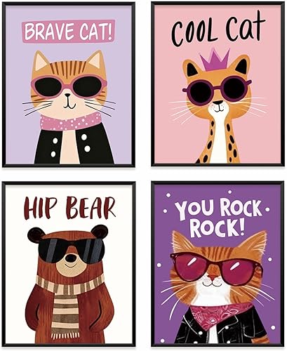 Miniatura 11 de VONTP Decoración artística de pared para guardería de animales infantiles, león, panda, cocodrilo, elefante, decoración de pared para niños,