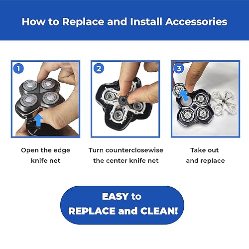 Miniatura 3 de Paquete de 4 cuchillas de repuesto para afeitadora Skull Shaver Pitbull Gold PRO y Silver  4 cabezales de repuesto para afeitadora Pitbull mejorados