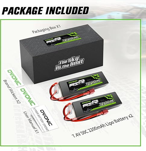 Miniatura 6 de OVONIC 2s Lipo Battery 50C 2200mAh 7.4V Lipo Battery Soft Case con conector T estilo Dean para RC Evader BX Car RC Truck RC Truggy RC Avión UAV