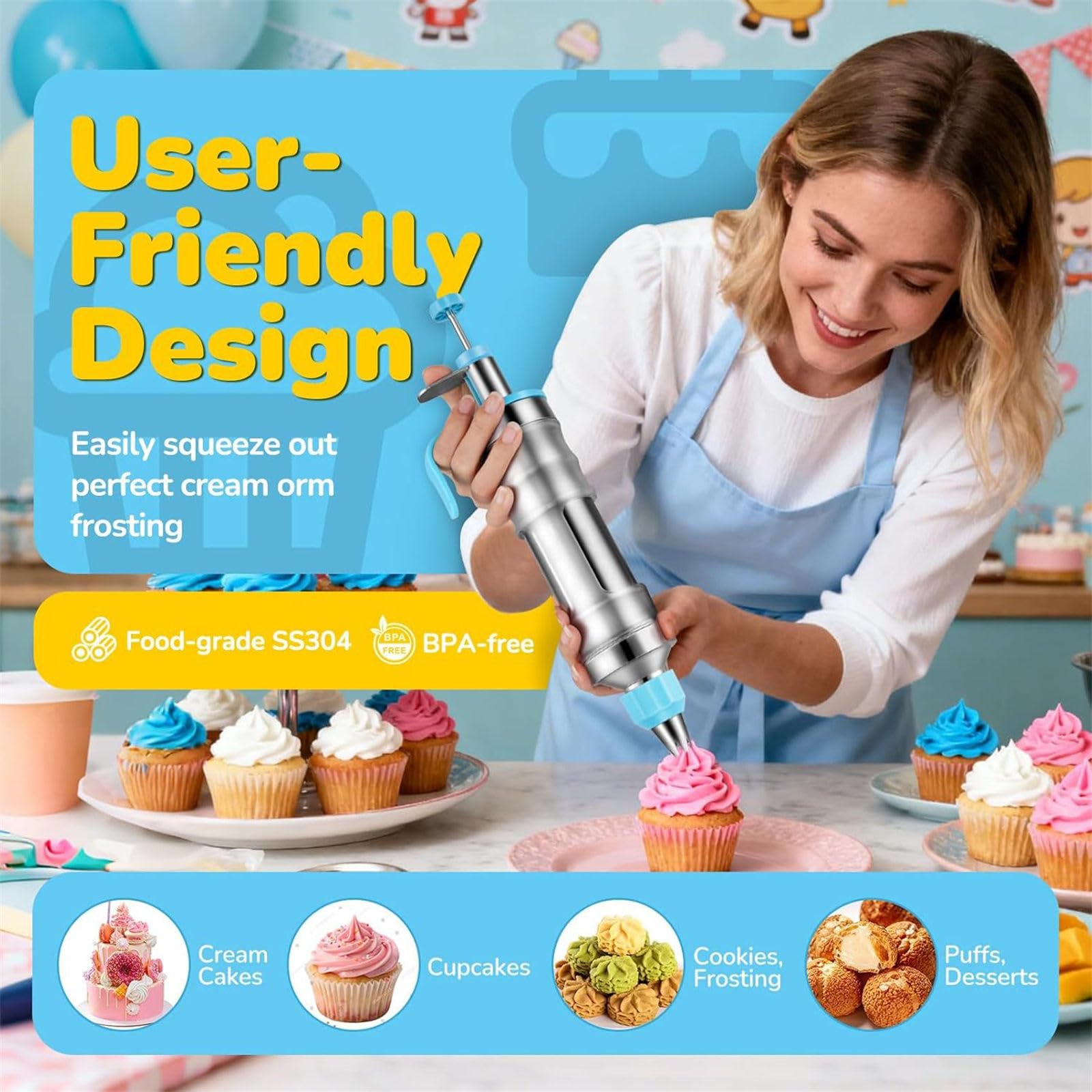 Lot de 164 accessoires de pâtisserie avec embout et tasses Passe au lave-vaisselle