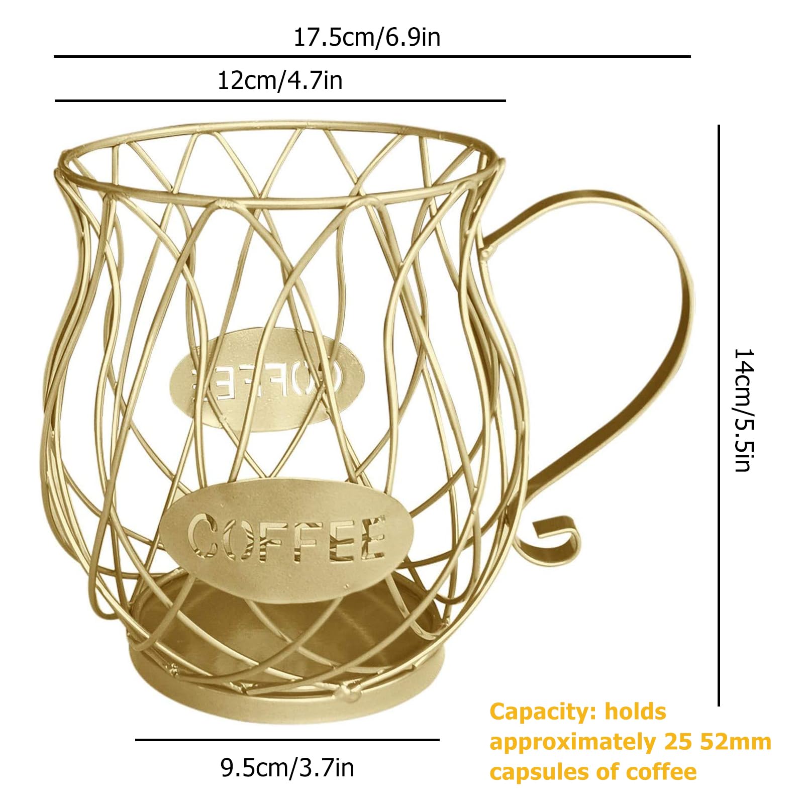 Cesto di immagazzinaggio del caffè, cesto di capsule di caffè, cesto di capsule di caffè, cesto di capsule di caffè, cesto di immagazzinaggio per capsule di caffè, per caffè, casa, hotel, ufficio (oro