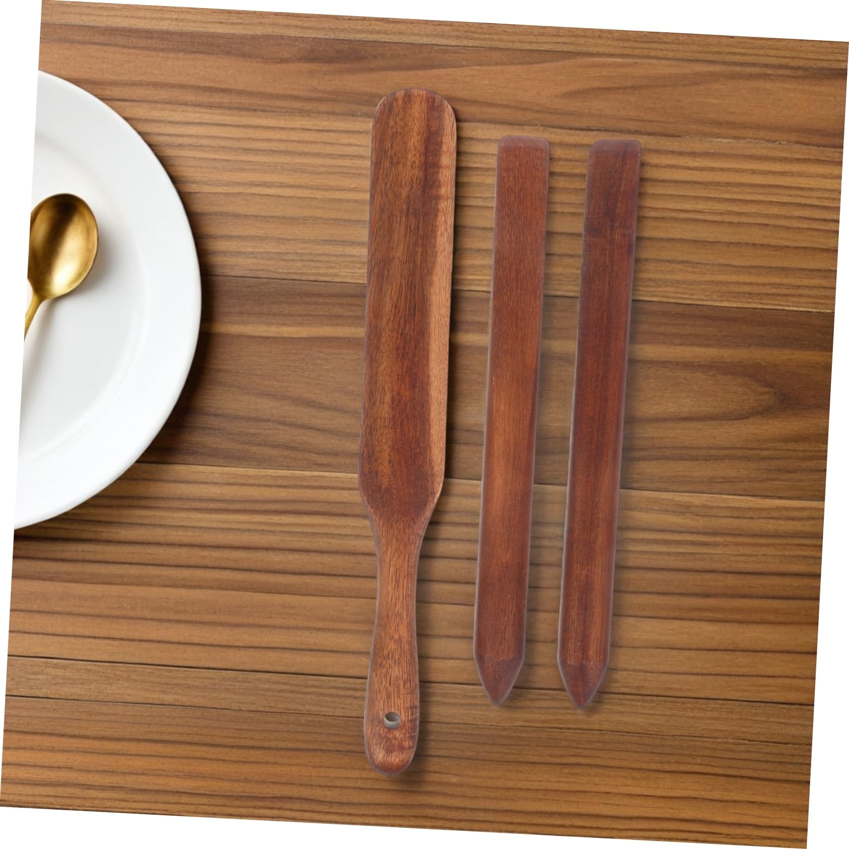 3piezas Remover de Madera de Acacia Espátulas de Madera para Cocinar Herramienta para Remover Pan para Repostería y Cocina Varilla para Mezclar Pan