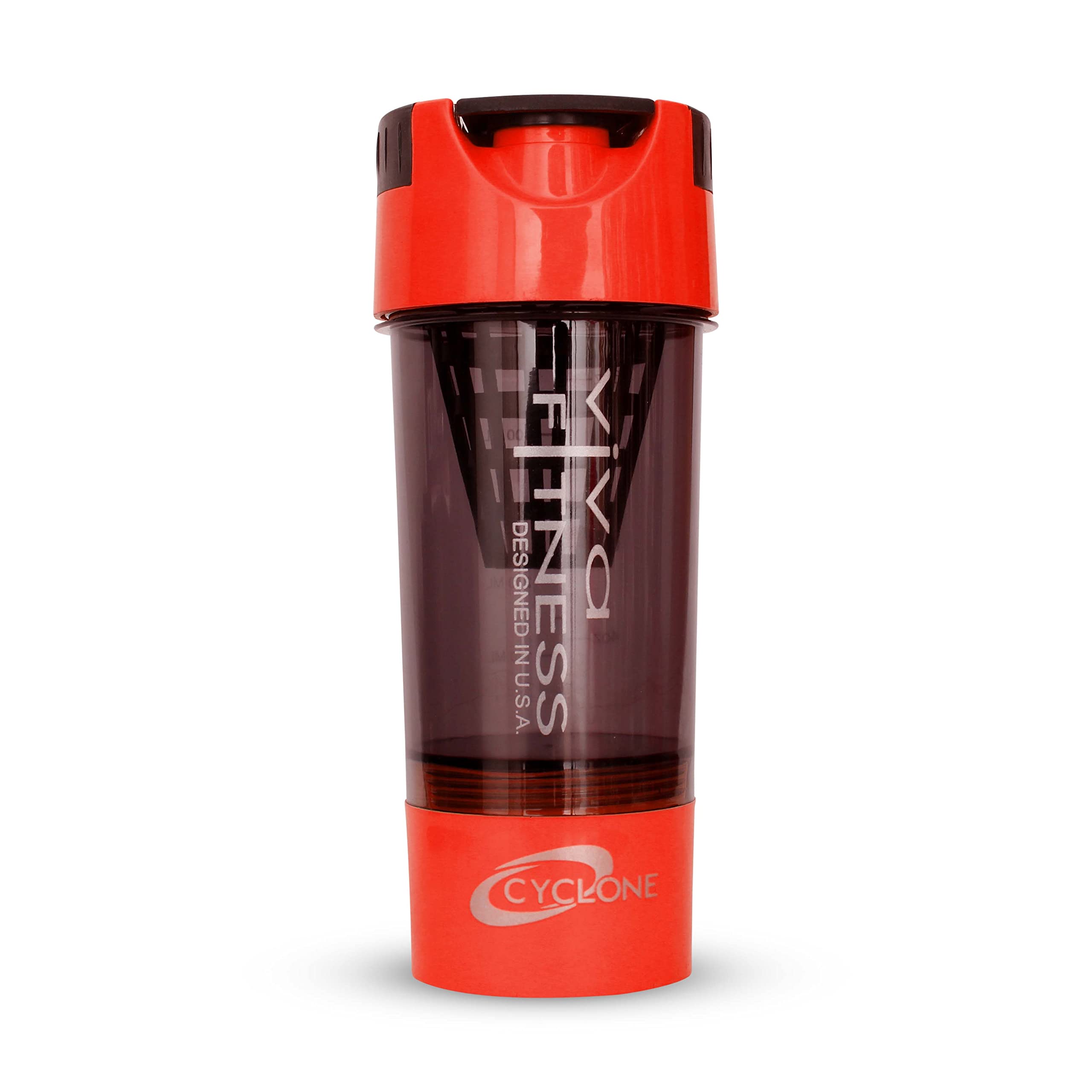 Viva Fitness 500 ml Cyclone Plastic Gym Shaker Bottle with Measurement scale, protein shaker for workout (Red-Black)-image-13
