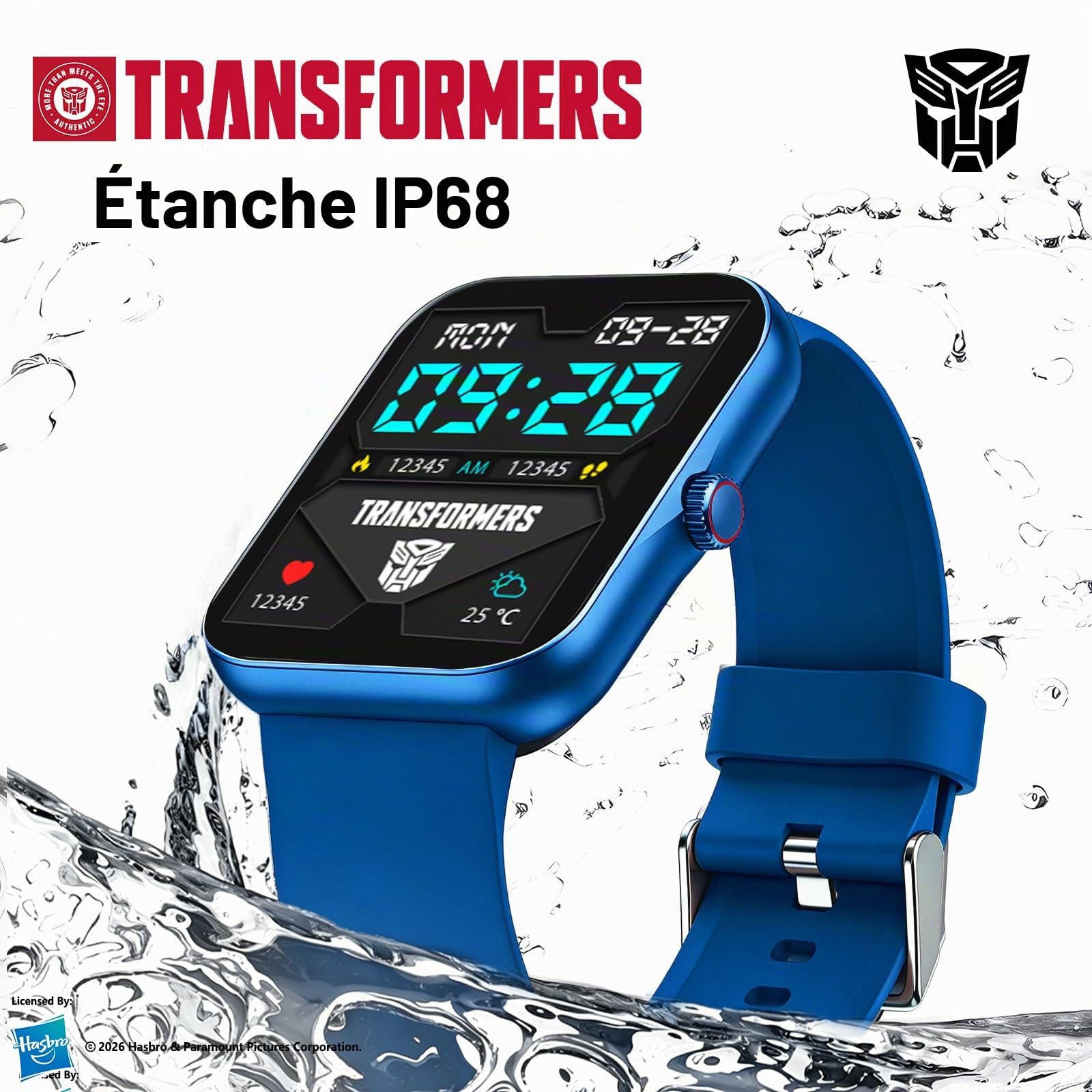 Montre Connectée Enfant, Montre Intelligente Fitness pour Enfant, Bleu