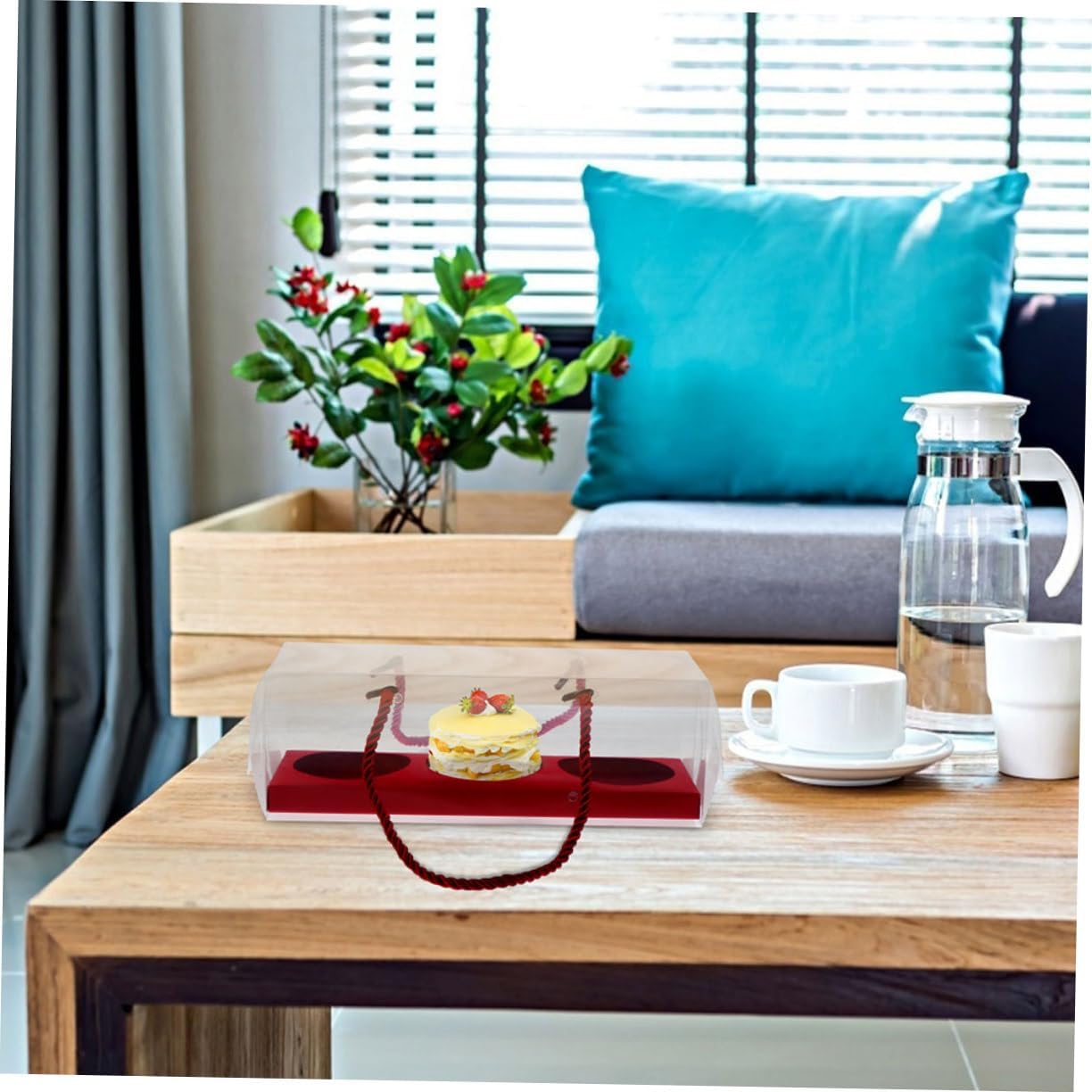 20pcs Transparent Baking Carrier Boxes with Handle Compartment Dessert Packaging Containers for Cupcakes for Valentine Day Treats and Gatherings