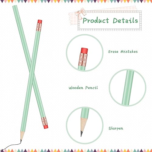 Miniatura 10 de Lápices redondos HB, 24 lápices de grafito, lápices de madera con borrador, paquete de lápices para dibujo escolar, bocetos, suministros de oficina