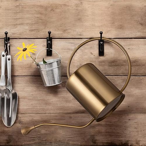 Miniatura 5 de Regadera de acero inoxidable de 1/2 galón de 68 onzas de largo, color dorado, para riego de plantas de interior o jardinería al aire libre con 2