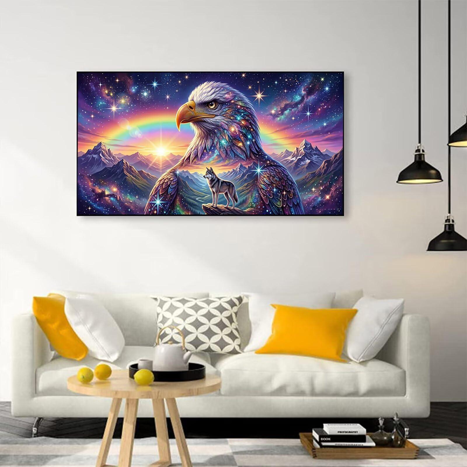Adler Diamond Painting Groß XXL 50x110cm Diamant Painting Bilder Wolf, 5D Diamond Art Strasssteine Stickerei Mosaik Set für Basteln Erwachsene, DIY Malerei Kreuzstich für Wanddeko & Geschenk C6-220