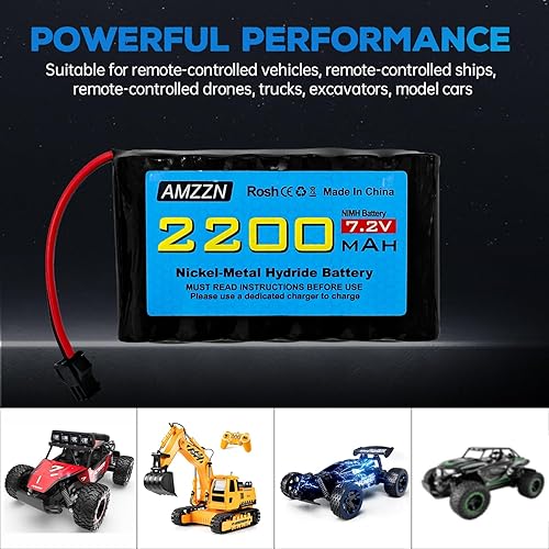 Miniatura 6 de Batería NiMH AA de 7.2 V 2200 mAh con enchufe SM-2P y cable de carga USB para excavadora Huina 1550 550 RC, automóvil, camión, vehículo de