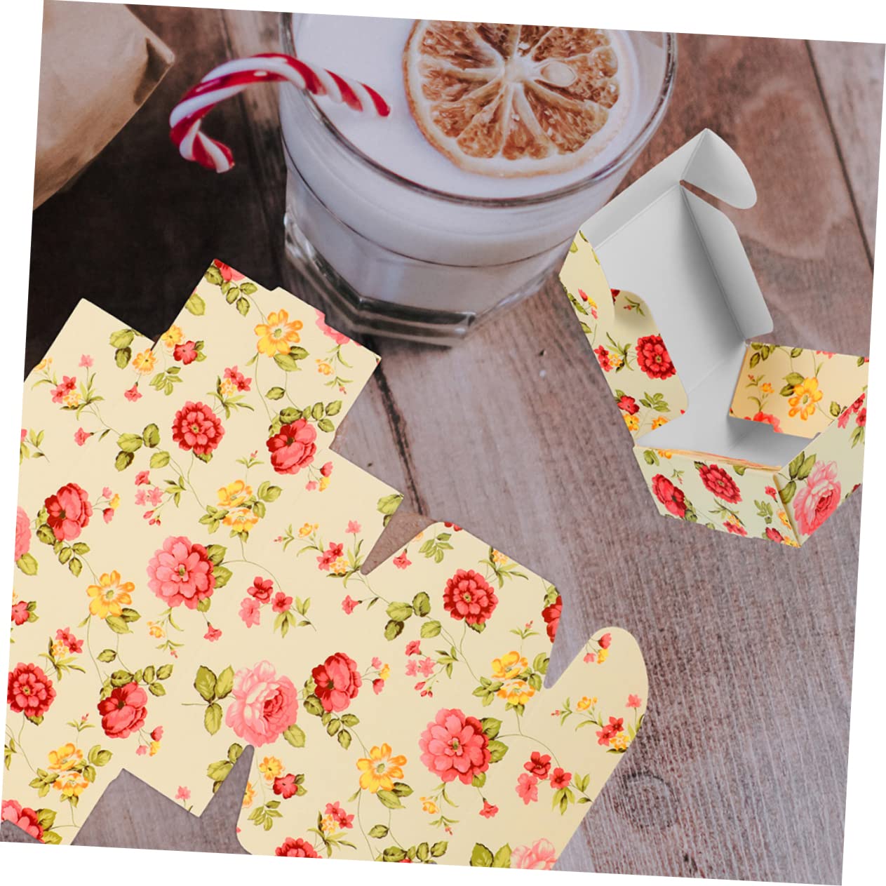 Scatole di Carta Kraft 90 Pezzi per Dolci e Cioccolatini Motivo Floreale, Confezioni Regalo per Cucine e Casa