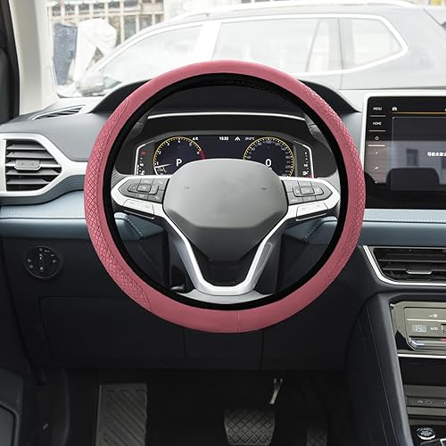 Miniatura 1 de Funda para volante de automóvil, funda de cuero para volante de automóvil, funda antideslizante para volante, protector universal de 15 pulgadas