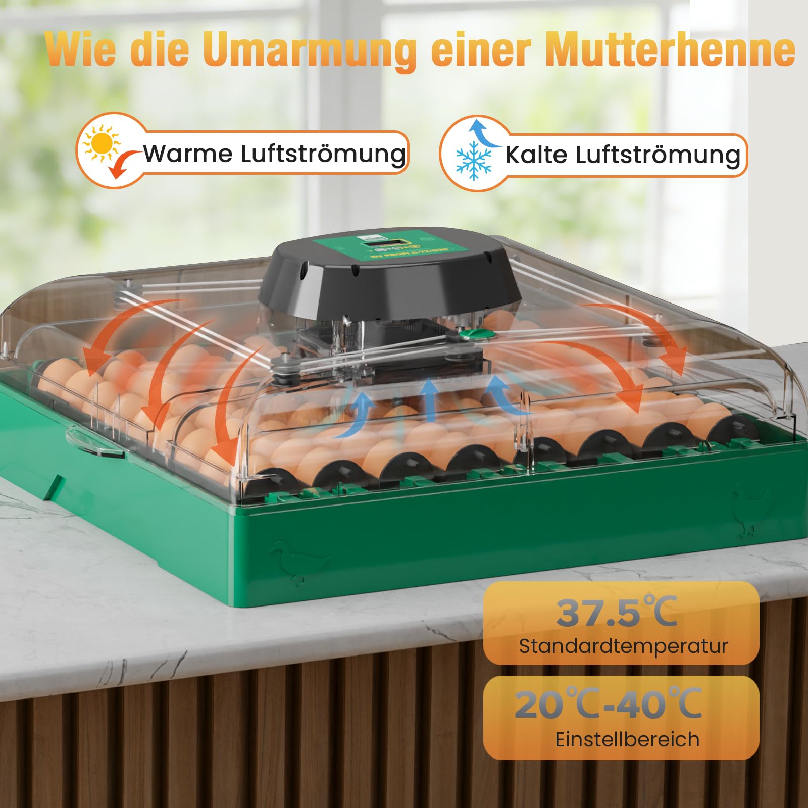 Incubatrice Automatica per 72 Uova, Incubatrice Professionale con Controllo di Temperatura e Umidità, Incubatrice per Gallina Anatra Quaglie