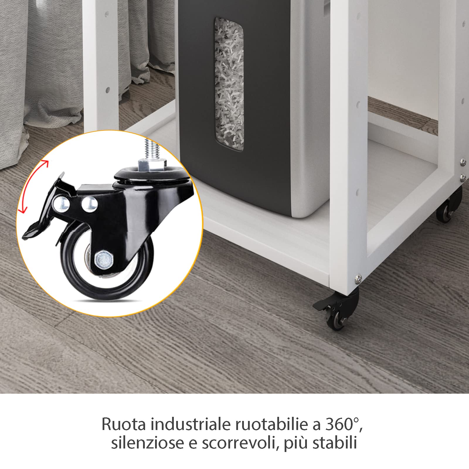 PUNCIA Supporto per Stampante a 3 Livelli Carrello Porta Documenti Mobile per Stampante in Legno e Metallo Scaffale per Documenti con Ruote Tavolo per Trituratore HIFI per Ufficio Casa (Bianco)