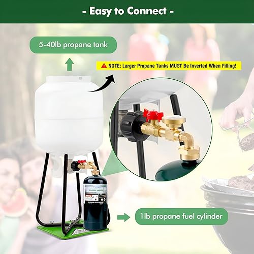 Miniatura 3 de Detoypapa Adaptador de repuesto de propano con medidor y válvula de control para tanques de 1 libra, adaptador de codo de propano QCC1 botella de 1