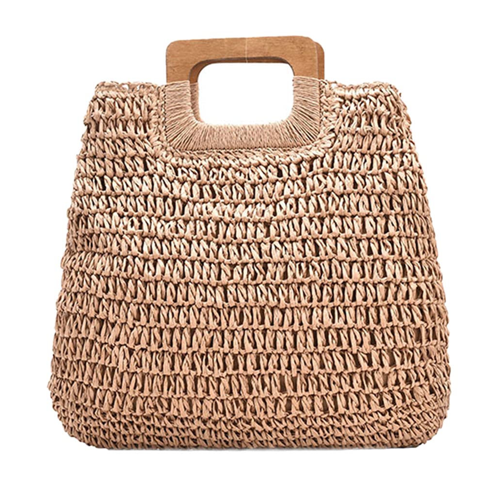 Didiseaon 1pezzi Borsa Intrecciata Mano Estiva Semplice Borsa Tote per Ragazze Custodia alla Moda per Mare Spiaggia Contenente Specchio Cosmetico Occhiali Portafoglio Chiavi Auricolari Macch