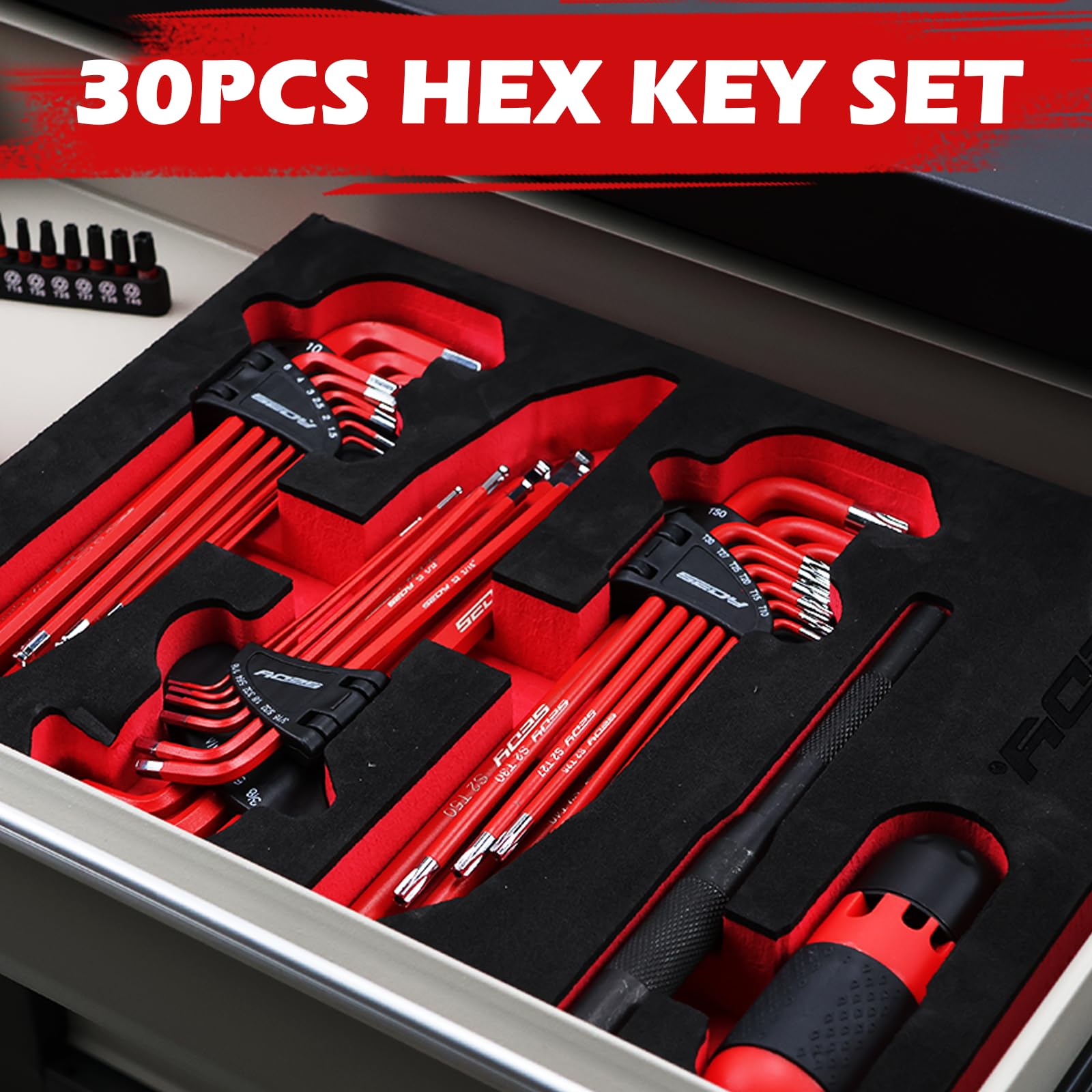 Txx30x　8台セット SEDY 30-Piece Long Arm Ball End L-Hex & Torx Key Set with Grip Handle,