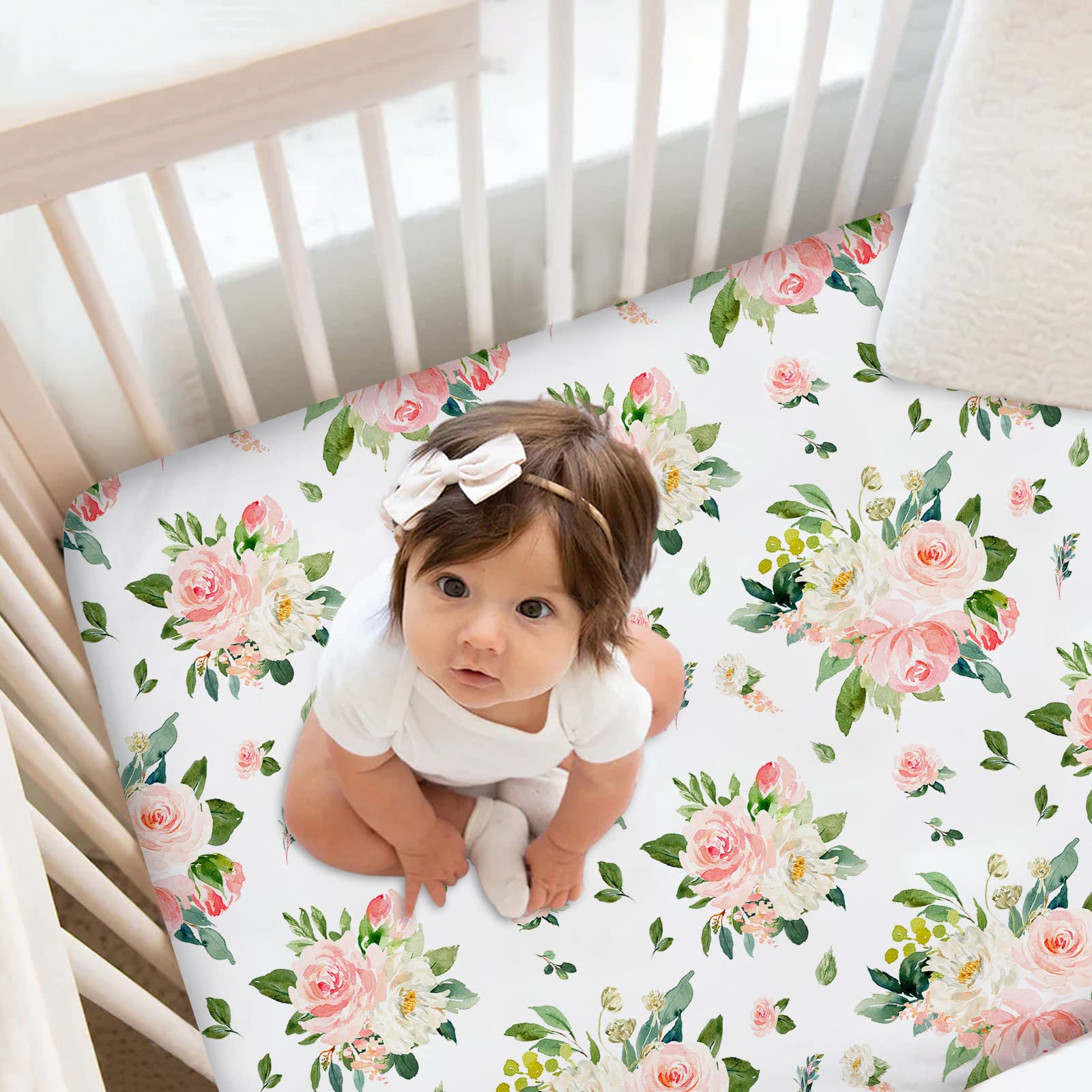 Personalized Baby Girl Crib Bedding Set, Custom Name Crib Comforter, Antlers Deer Nursery Bedding, 2 Piece Set