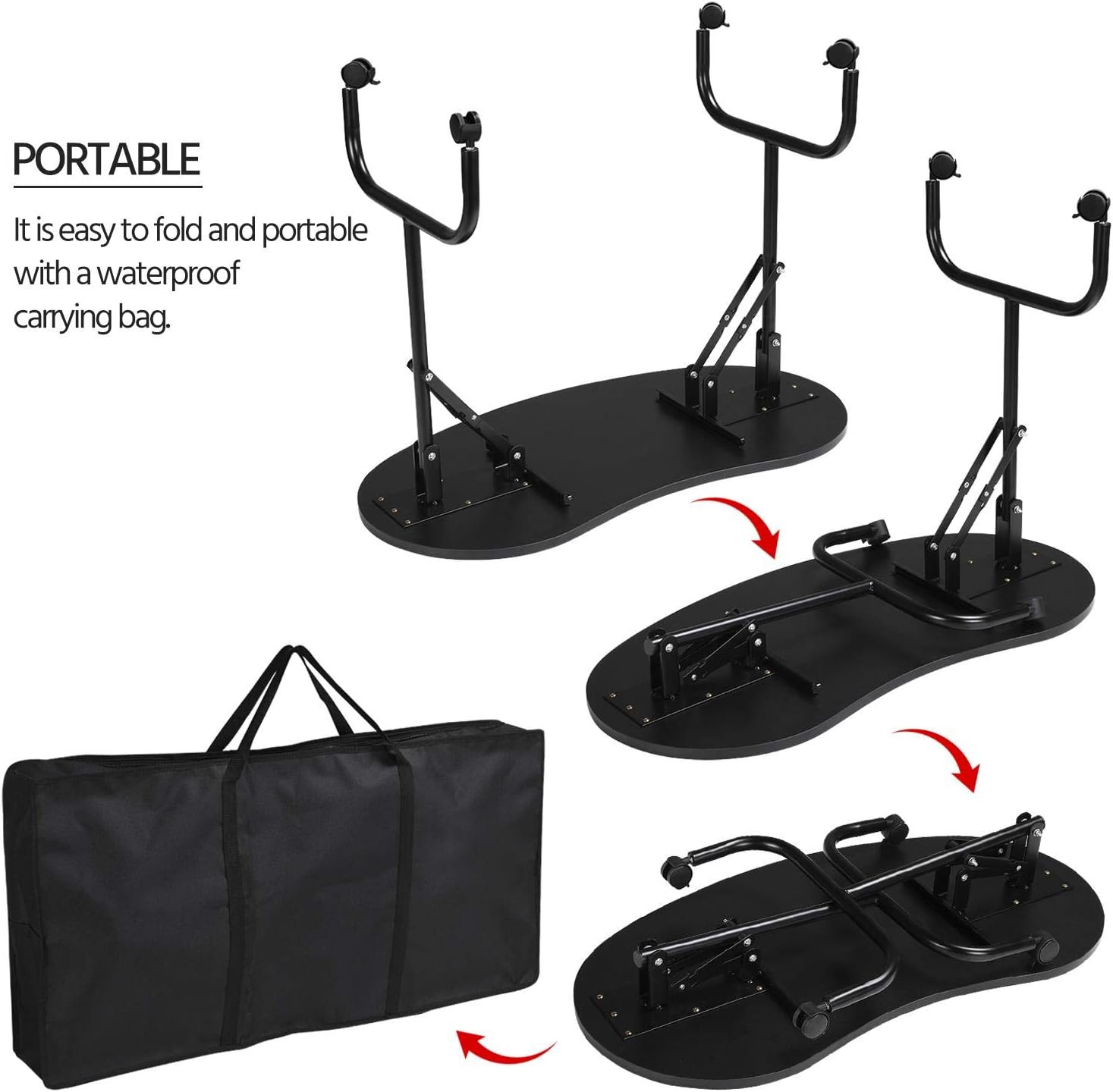 Yaheetech Folding Manicure Table & Salon Stool, Nail Beautician Desk Workstation w/Bag and Adjustable Rolling Swivel Chair Black
