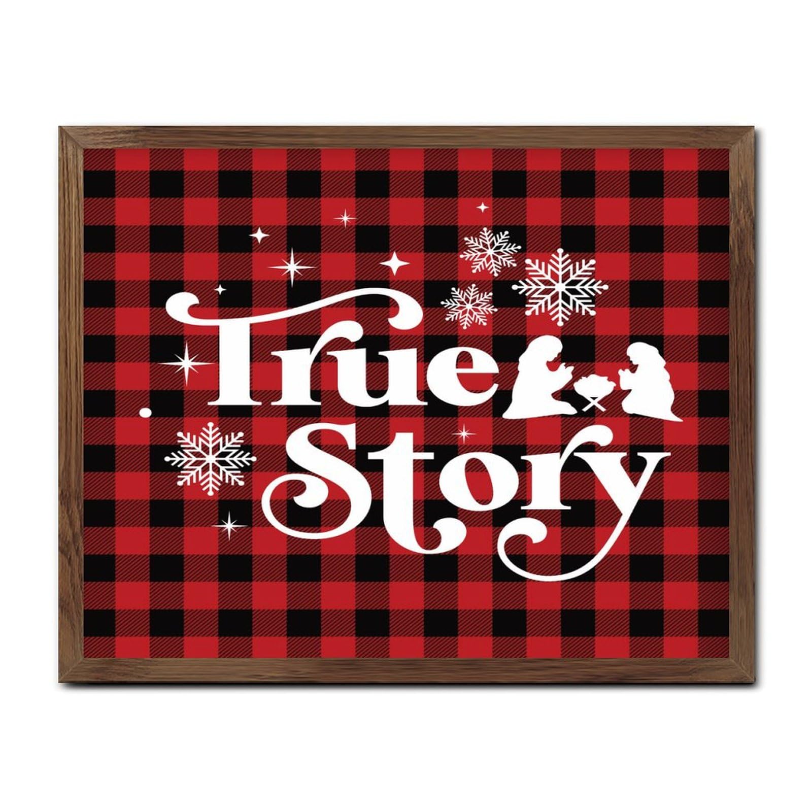 Panneau chrétien en bois True Story décoration murale religieuse 40x50 cm
