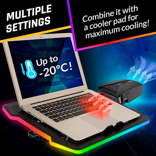 Vista 8 de KLIM Tempest - Enfriador para laptop con ventilador de vacío, ventilador de laptop para juegos con pantalla, detección de temperatura + modo