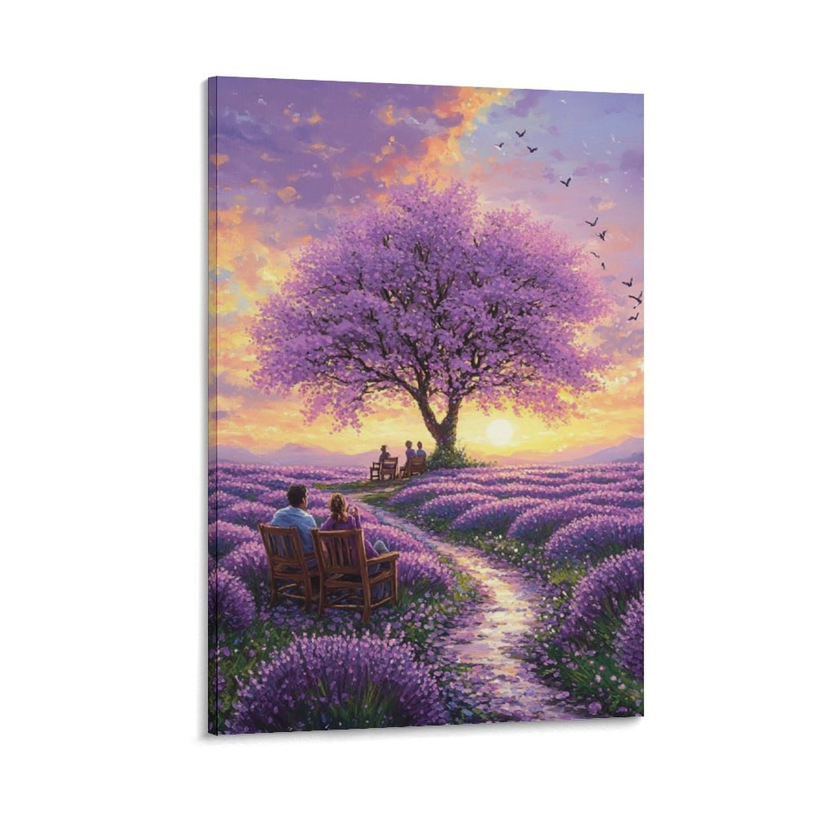 GAOYUCHUN Purple Sea of Flowers Canvas for Home Decor Modern Bathroom Office Modern Framed Canvas Prints Paintings Picture for Bedroom Kitchen Home Decor 12x18inch(30x45cm)
