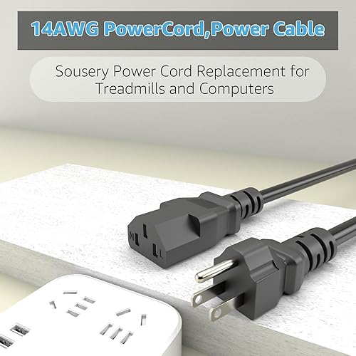 Miniatura 2 de Cable de alimentación de extensión de 8.2 pies compatible con cintas de correr Peloton y Superfit, cable de alimentación extendido para cintas de